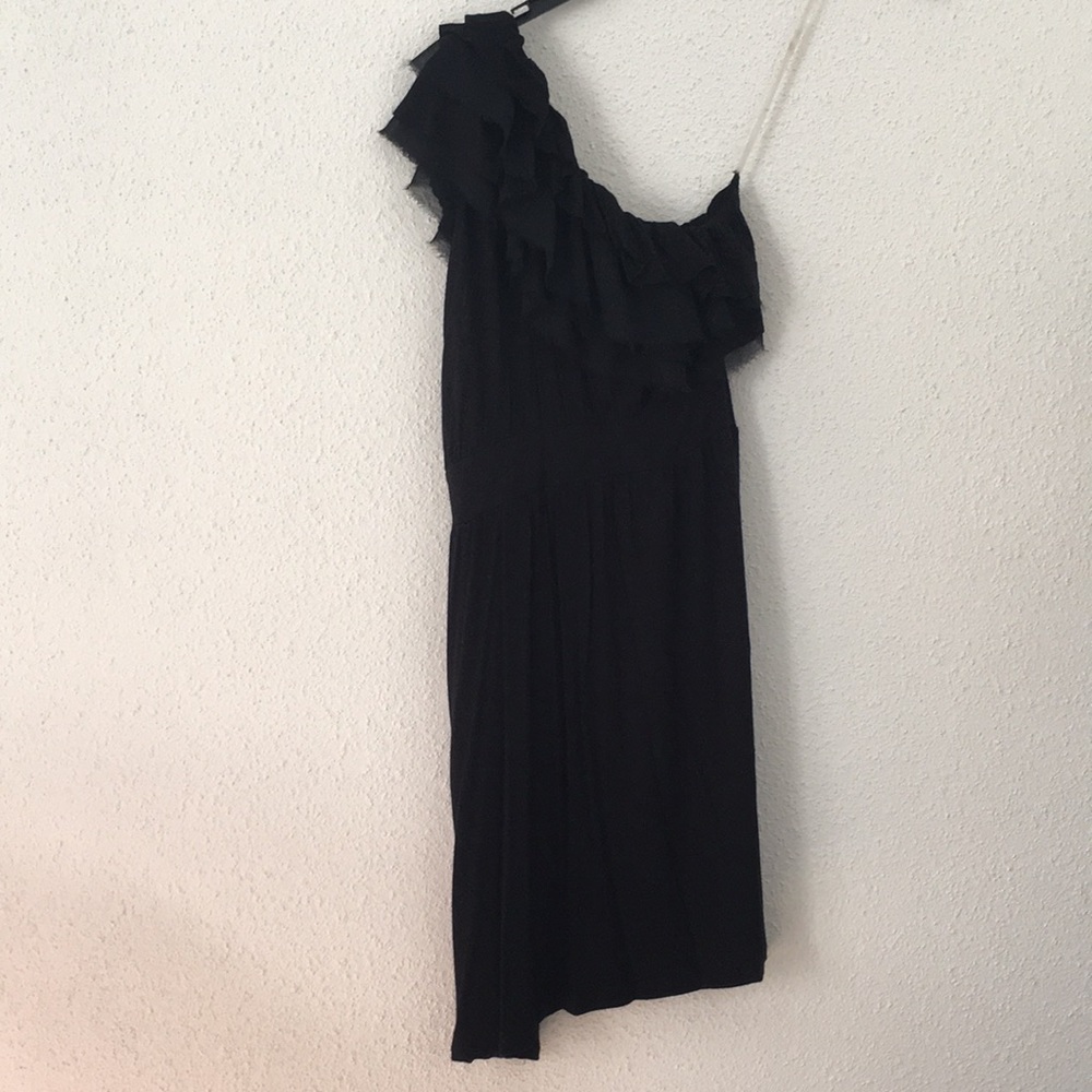 Black Ruffled One-Shouldered Dress